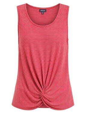 Modcloth Feminine Summer Red White Sleeveless Tie Front Tank Top 1X Plus Size